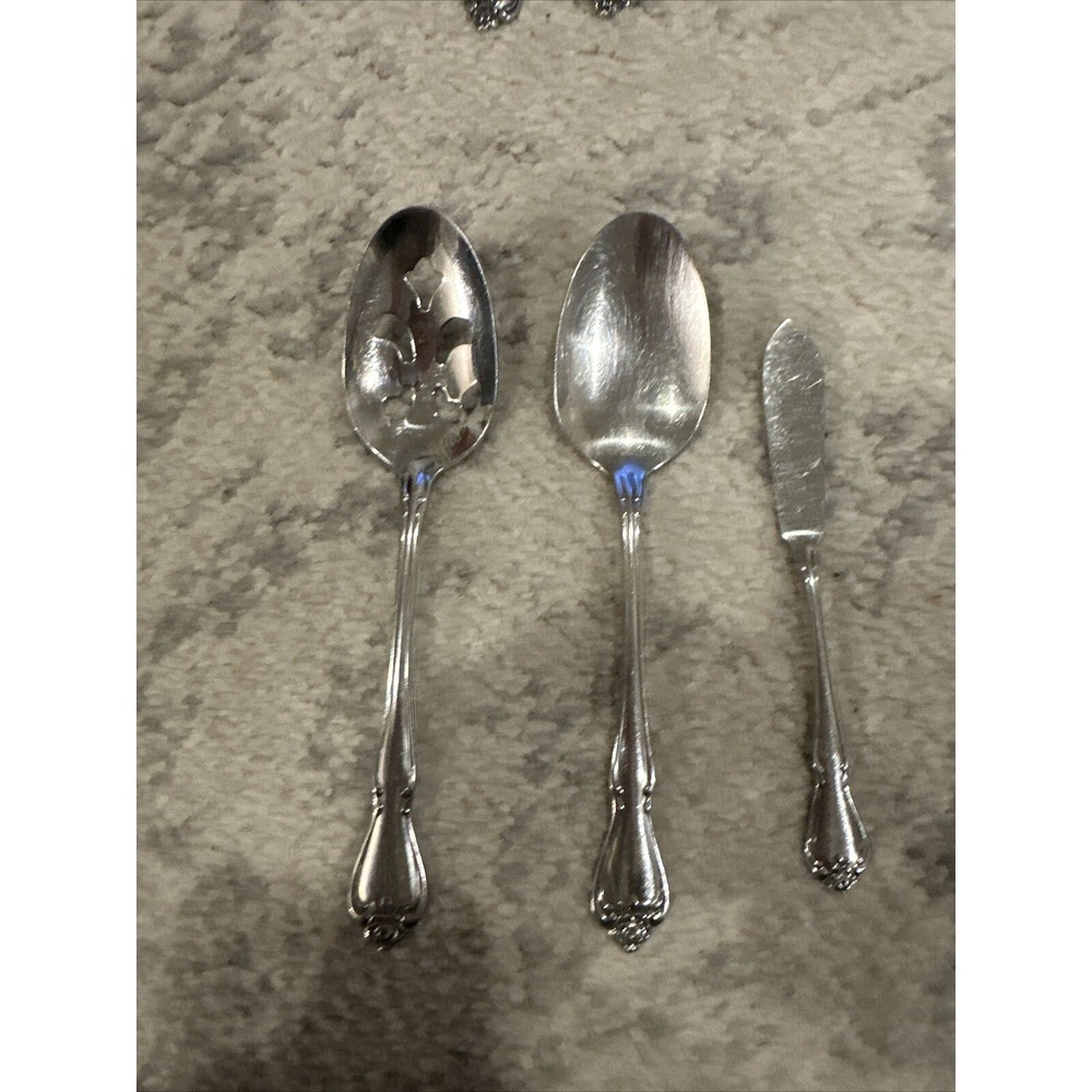 3 Pcs Oneida ARBOR ROSE Piece Serving Set Glossy Stainless 1881 Rogers 1975